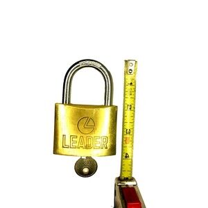 Leader 3.5" Large Padlock Brass Hardened Steel 1 3/8" Opening